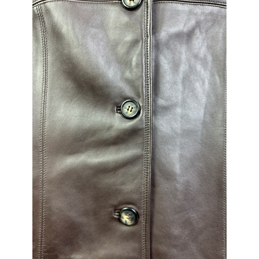 Siena Brown Leather Jacket Women's Large Button Front Tailored Blazer Coat L - Picture 5 of 10